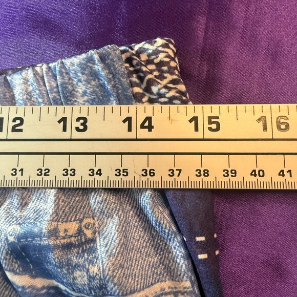 NWOT πShein 2 Printed Denim Western Studded Design Elastic Waistline Leggings - Picture 8 of 13